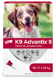 K9 ADVANTIX II | traitement contre les puce, tiques & moustiques / Chiens de 11 à 25 kg / 4 doses
