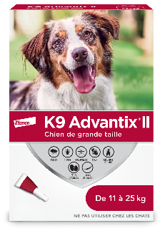 K9 ADVANTIX II | traitement contre les puce, tiques & moustiques / Chiens de 11 à 25 kg / 6 doses